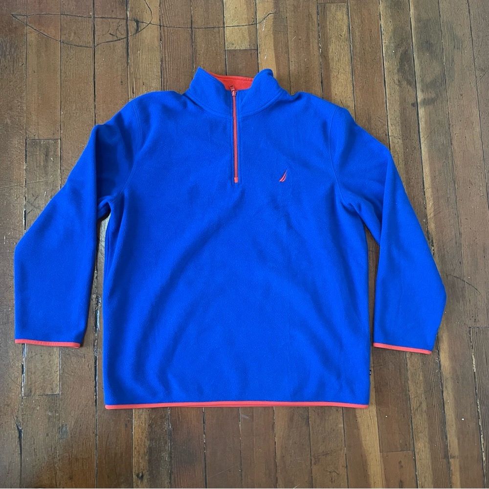 Nautica 1/4 Zip Blue Fleece Pullover Men's Size